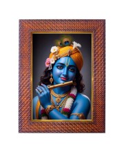 Lord Krishna Photo Frame 19X23 Inch Religious Wall & Table Decor Frame | Lord Krishna Spiritual Photo Frame For Home, Temple & Office | Decorative Hindu God & Goddess Frame (Pack Of 1) (F18049)