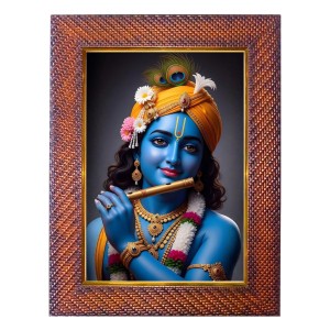 Lord Krishna Photo Frame 13X17 Inch Religious Wall & Table Decor Frame | Lord Krishna Spiritual Photo Frame For Home, Temple & Office | Decorative Hindu God & Goddess Frame (Pack Of 1) (F18049)