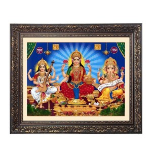 Srasati, lakhsmi, ganesh Big Photo Frame - 24x28 Inches for Home,Temple & Office Decoration