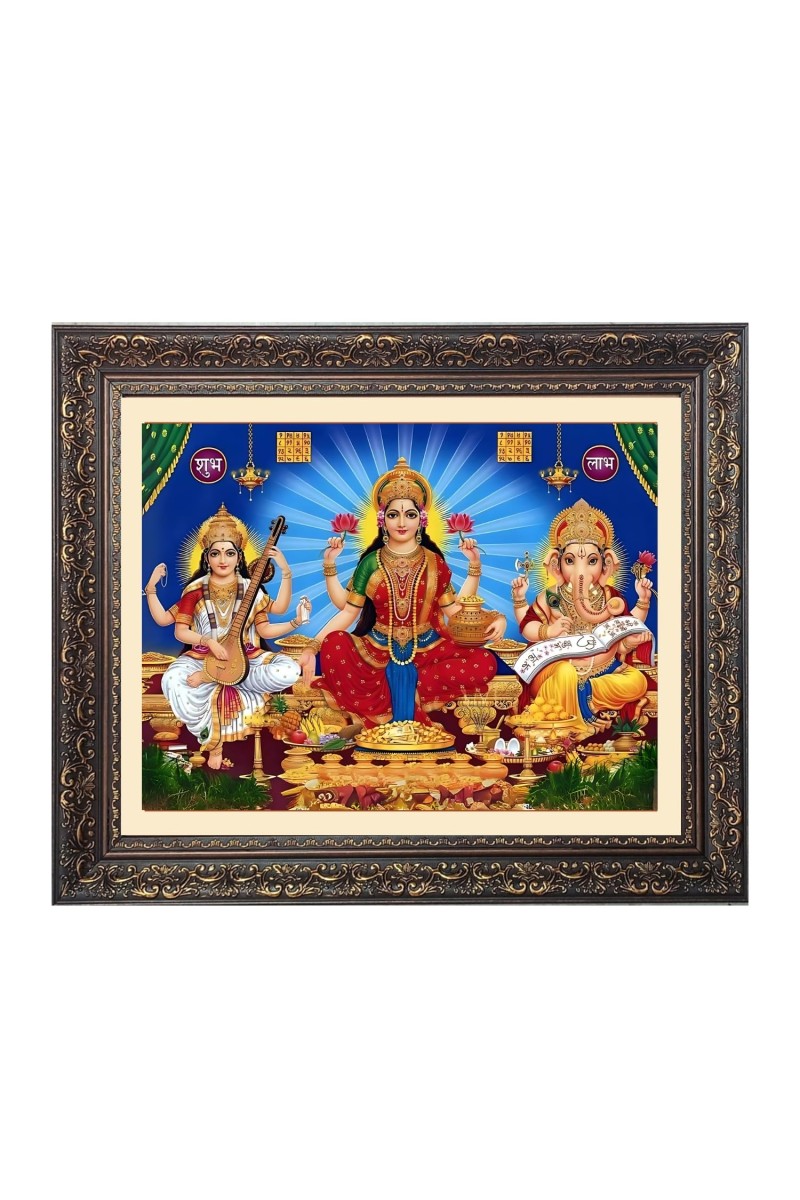 Srasati, lakhsmi, ganesh Big Photo Frame - 26x30 Inches for Home,Temple & Office Decoration
