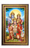 Lord Rama Sita And Hanuman Digital Golden Balck Color Photo Frame | Hindu Religious Wall Decor | 10x16 Inches - Inspirational Wall Art For Office, Home Decor - Ideal Spiritual Gift (F16461)