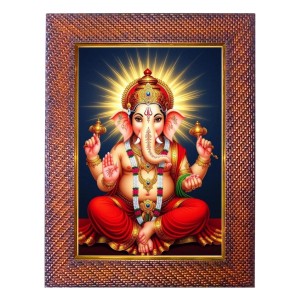 Lord Ganesha Photo Frame 19X23 Inch Religious Wall & Table Decor Frame | Lord Ganesha Spiritual Photo Frame For Home, Temple & Office | Decorative Hindu God & Goddess Frame (Pack Of 1) (F18003)