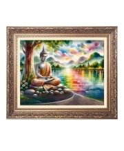 Lord buddha Big Photo Frame - 18x22 Inches for Home,Temple & Office Decoration