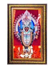 Kali Ma Digital Golden Balck Color Photo Frame | Hindu Religious Wall Decor | 10x16 Inches - Inspirational Wall Art For Office, Home Decor - Ideal Spiritual Gift (F16657)