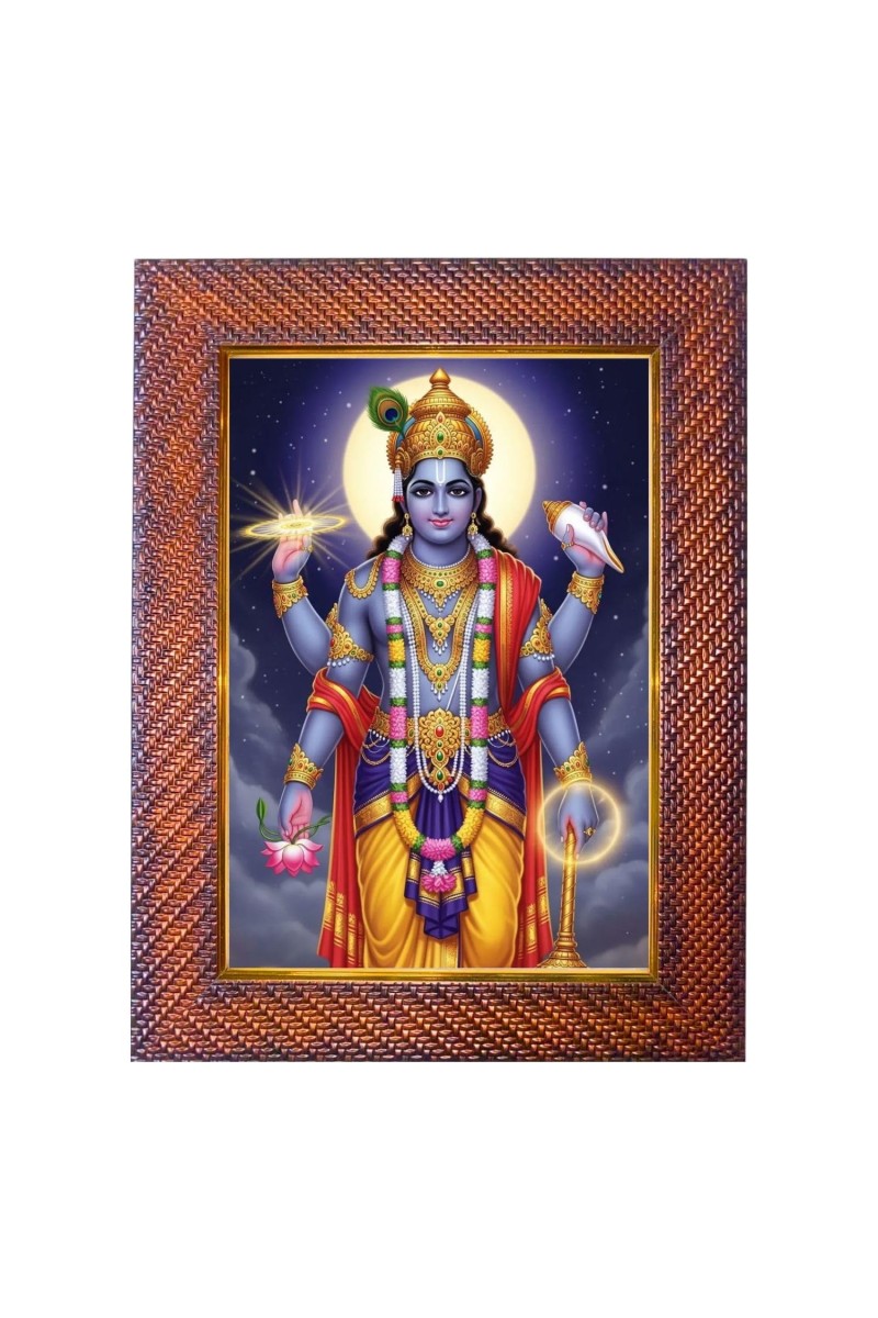 Lord Krishna Photo Frame Religious Wall & Table Decor Frame | Lord Krishna Spiritual Photo Frame For Home, Temple & Office | Decorative Hindu God & Goddess Frame (Pack Of 1) (F18004)