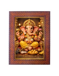 Lord Ganesha Photo Frame 19X23 Inch Religious Wall & Table Decor Frame | Lord Ganesha Spiritual Photo Frame For Home, Temple & Office | Decorative Hindu God & Goddess Frame (Pack Of 1) (F18053)