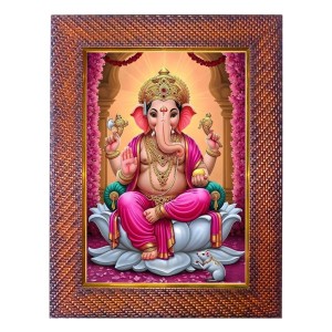 Lord Ganesha Photo Frame 17X21 Inch Religious Wall & Table Decor Frame | Lord Ganesha Spiritual Photo Frame For Home, Temple & Office | Decorative Hindu God & Goddess Frame (Pack Of 1) (F18014)