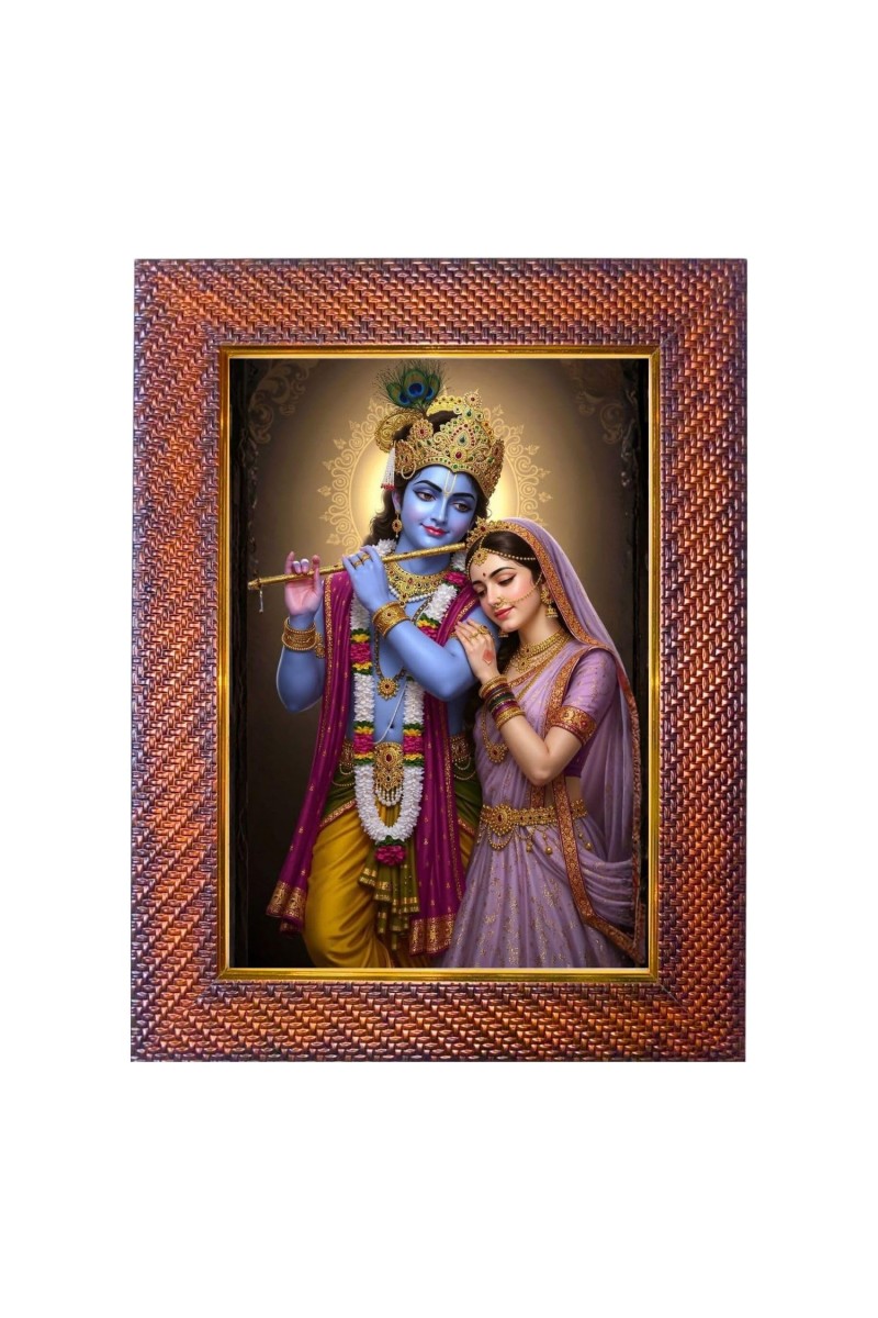 Lord Krishna Photo Frame Religious Wall & Table Decor Frame | Lord Krishna Spiritual Photo Frame For Home, Temple & Office | Decorative Hindu God & Goddess Frame (Pack Of 1) (F18056)