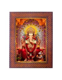 Lord Ganesha Photo Frame 19X23 Inch Religious Wall & Table Decor Frame | Lord Ganesha Spiritual Photo Frame For Home, Temple & Office | Decorative Hindu God & Goddess Frame (Pack Of 1) (F18039)