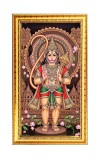 Lord Hanuman Digital Golden Color Photo Frame | Hindu Religious Wall Decor | 10x17 Inches - Inspirational Wall Art For Office, Home Decor - Ideal Spiritual Gift (F10250)