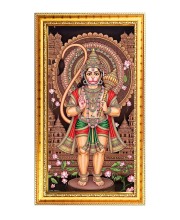 Lord Hanuman Digital Golden Color Photo Frame | Hindu Religious Wall Decor | 10x17 Inches - Inspirational Wall Art For Office, Home Decor - Ideal Spiritual Gift (F10250)
