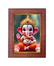 Lord Ganesha Photo Frame 17X21 Inch Religious Wall & Table Decor Frame | Lord Ganesha Spiritual Photo Frame For Home, Temple & Office | Decorative Hindu God & Goddess Frame (Pack Of 1) (F18046)