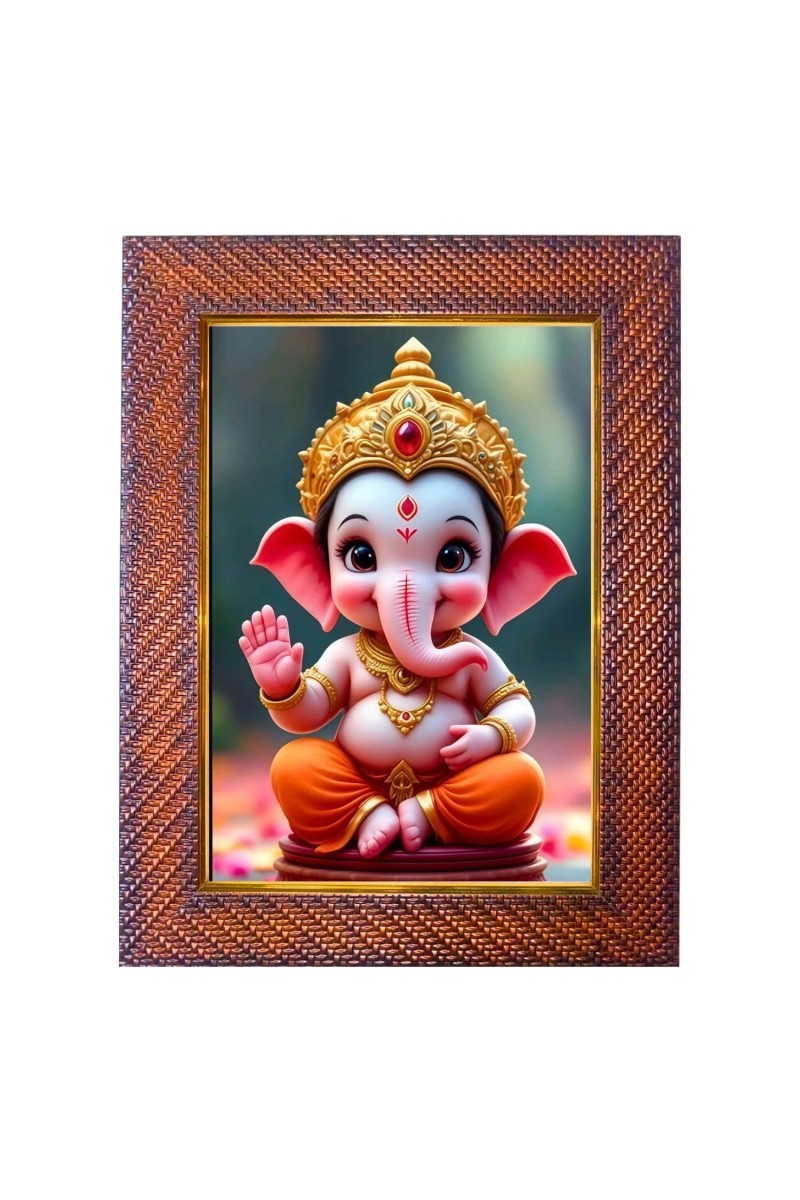 Lord Ganesha Photo Frame 17X21 Inch Religious Wall & Table Decor Frame | Lord Ganesha Spiritual Photo Frame For Home, Temple & Office | Decorative Hindu God & Goddess Frame (Pack Of 1) (F18046)