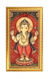 Lord Ganesh Digital Golden Color Photo Frame | Hindu Religious Wall Decor | 12x19 Inches - Inspirational Wall Art For Office, Home Decor - Ideal Spiritual Gift (F10307)