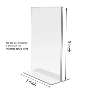 Bal Gopal Sri Krishna Acrylic T-Style Photo Stand - 7x9 Inches, Compact and Stylish Spiritual Display, easily change 2 photos (Pack of 1)