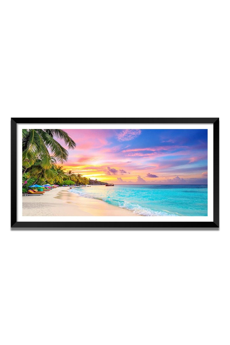 Nature Landscape Floating Frame Scenery Digital Print - (I5708) - 12x24 inch Modern Nature Wall Art for Living Room, Bedroom, Office, Hotels, Drawing Room