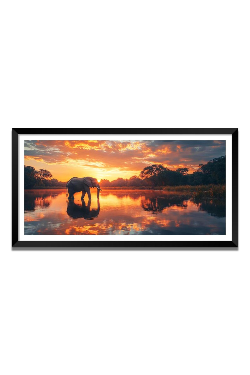 Nature Landscape Floating Frame Scenery Digital Print - (I5792) - 12x24 inch Modern Nature Wall Art for Living Room, Bedroom, Office, Hotels, Drawing Room