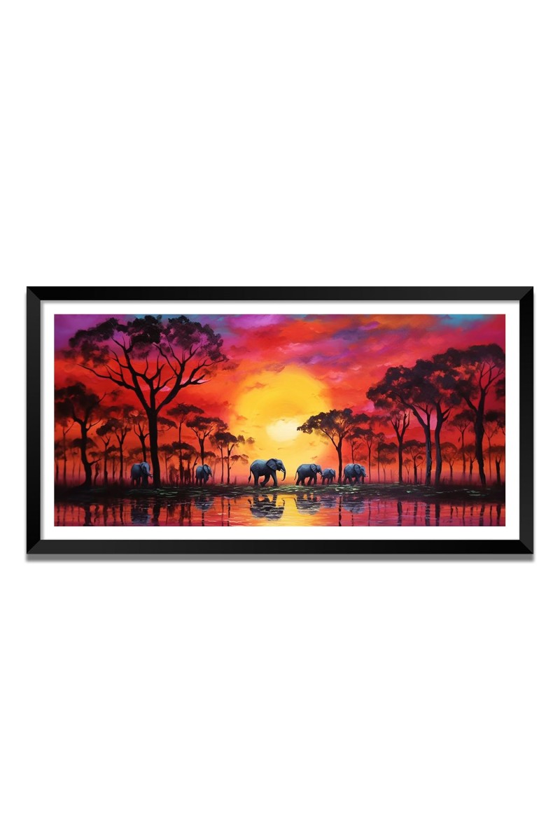 Nature Landscape Floating Frame Scenery Digital Print - (I5624) - 12x24 inch Modern Nature Wall Art for Living Room, Bedroom, Office, Hotels, Drawing Room