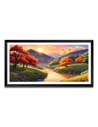 Nature Landscape Floating Frame Scenery Digital Print - (I5614) - 12x24 inch Modern Nature Wall Art for Living Room, Bedroom, Office, Hotels, Drawing Room