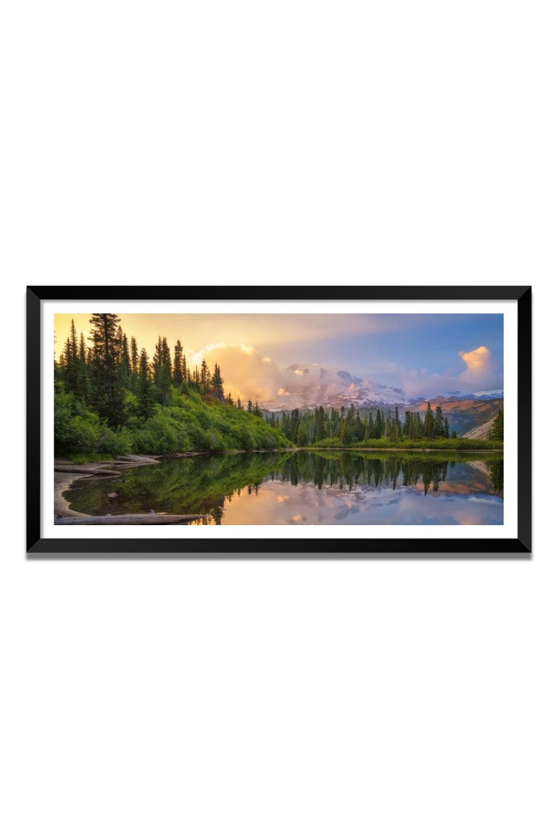 Nature Landscape Floating Frame Scenery Digital Print - (I5844) - 12x24 inch Modern Nature Wall Art for Living Room, Bedroom, Office, Hotels, Drawing Room