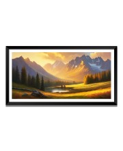 Nature Landscape Floating Frame Scenery Digital Print - (I5817) - 12x24 inch Modern Nature Wall Art for Living Room, Bedroom, Office, Hotels, Drawing Room