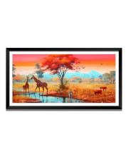 Nature Landscape Floating Frame Scenery Digital Print - (I5623) - 12x24 inch Modern Nature Wall Art for Living Room, Bedroom, Office, Hotels, Drawing Room