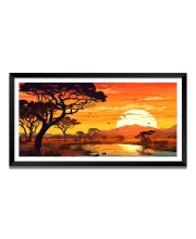 Nature Landscape Floating Frame Scenery Digital Print - (I5574) - 12x24 inch Modern Nature Wall Art for Living Room, Bedroom, Office, Hotels, Drawing Room