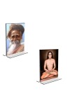 Car Desk/Table Top Sri Onkarnath Thakur and Sri Babbaji Acrylic T-Style Photo Stand - 2.5x3.5 Inches, Compact and Stylish Spiritual Display, easily change 2 photos (Pack of 1)