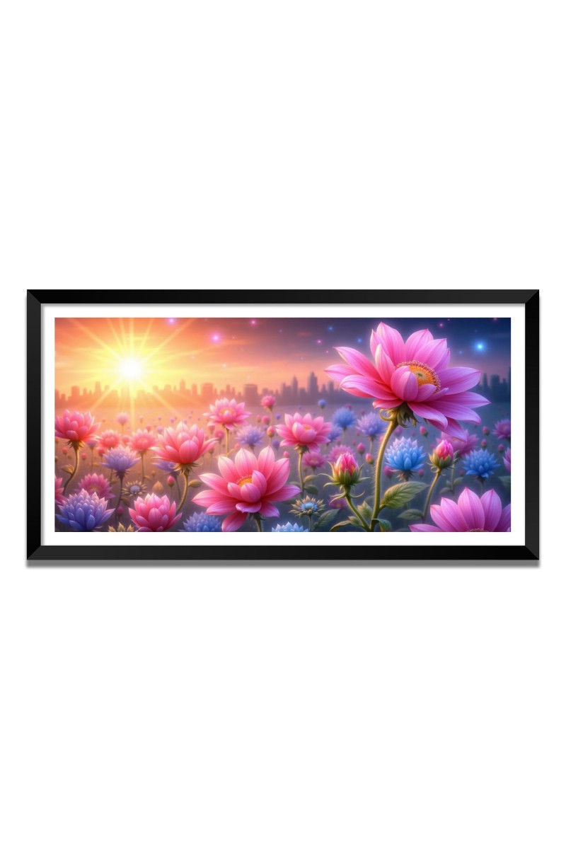 Nature Landscape Floating Frame Scenery Digital Print - (I5726) - 12x24 inch Modern Nature Wall Art for Living Room, Bedroom, Office, Hotels, Drawing Room