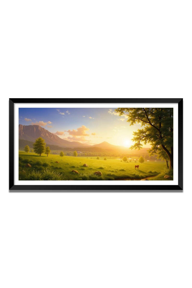 Nature Landscape Floating Frame Scenery Digital Print - (I5825) - 12x24 inch Modern Nature Wall Art for Living Room, Bedroom, Office, Hotels, Drawing Room