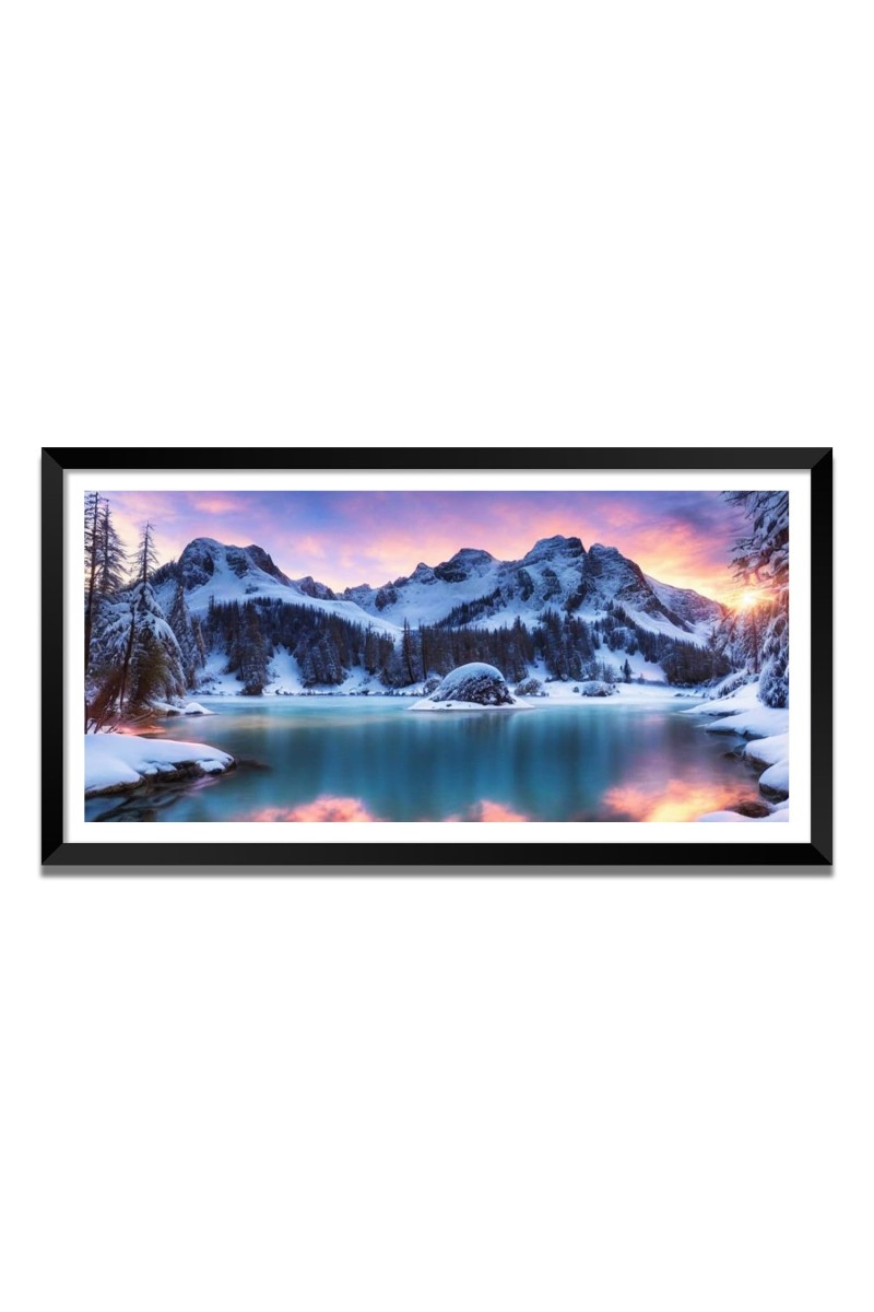 Nature Landscape Floating Frame Scenery Digital Print - (I5630) - 12x24 inch Modern Nature Wall Art for Living Room, Bedroom, Office, Hotels, Drawing Room