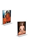 Car Desk/Table Top Sri Sri Pranabananda and Sri Babbaji Acrylic T-Style Photo Stand - 2.5x3.5 Inches, Compact and Stylish Spiritual Display, easily change 2 photos (Pack of 1)