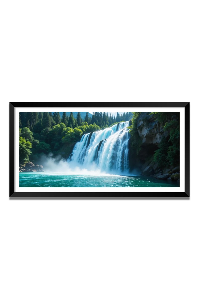 Nature Landscape Floating Frame Scenery Digital Print - (I5591) - 12x24 inch Modern Nature Wall Art for Living Room, Bedroom, Office, Hotels, Drawing Room