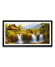 Nature Landscape Floating Frame Scenery Digital Print - (I5629) - 12x24 inch Modern Nature Wall Art for Living Room, Bedroom, Office, Hotels, Drawing Room