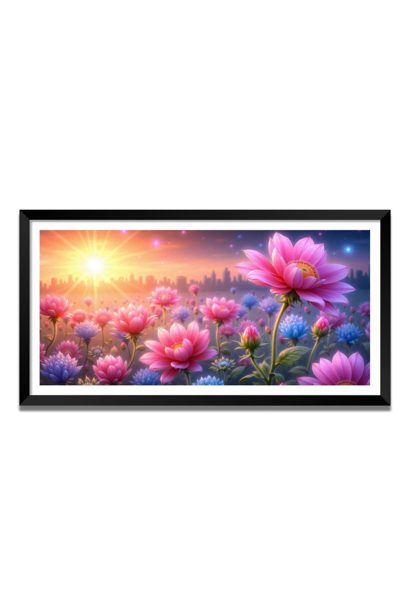 Nature Landscape Floating Frame Scenery Digital Print - (I5736) - 12x24 inch Modern Nature Wall Art for Living Room, Bedroom, Office, Hotels, Drawing Room