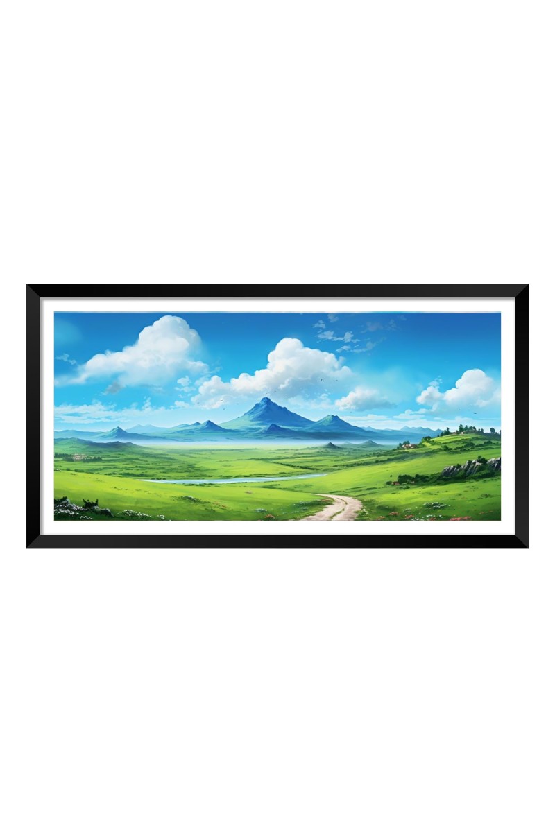 Nature Landscape Floating Frame Scenery Digital Print - (I5902) - 12x24 inch Modern Nature Wall Art for Living Room, Bedroom, Office, Hotels, Drawing Room