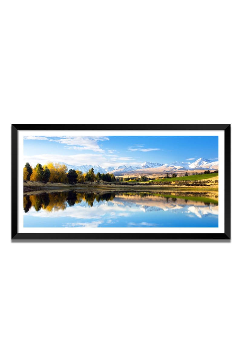 Nature Landscape Floating Frame Scenery Digital Print - (I5858) - 12x24 inch Modern Nature Wall Art for Living Room, Bedroom, Office, Hotels, Drawing Room