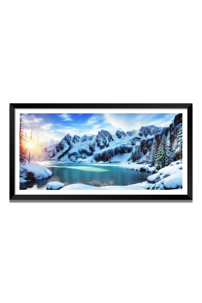 Nature Landscape Floating Frame Scenery Digital Print - (I5603) - 12x24 inch Modern Nature Wall Art for Living Room, Bedroom, Office, Hotels, Drawing Room
