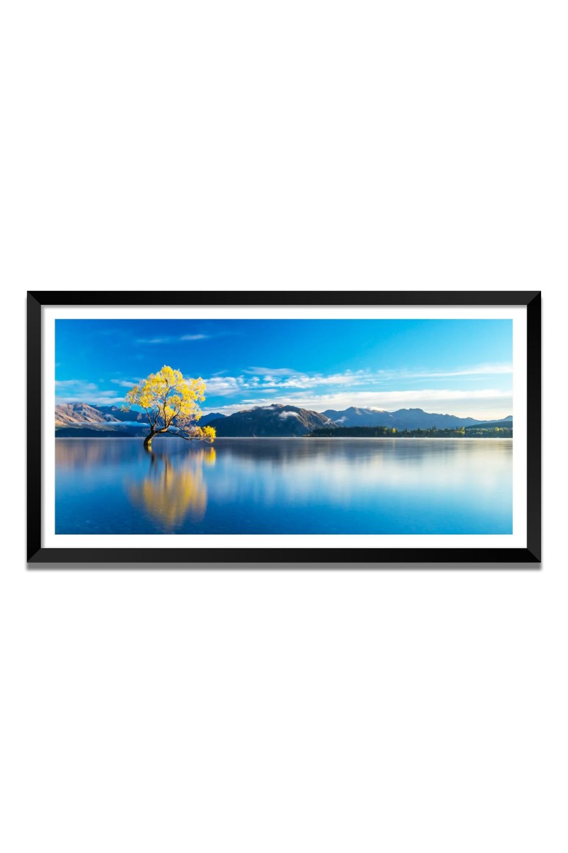Nature Landscape Floating Frame Scenery Digital Print - (I5742) - 12x24 inch Modern Nature Wall Art for Living Room, Bedroom, Office, Hotels, Drawing Room