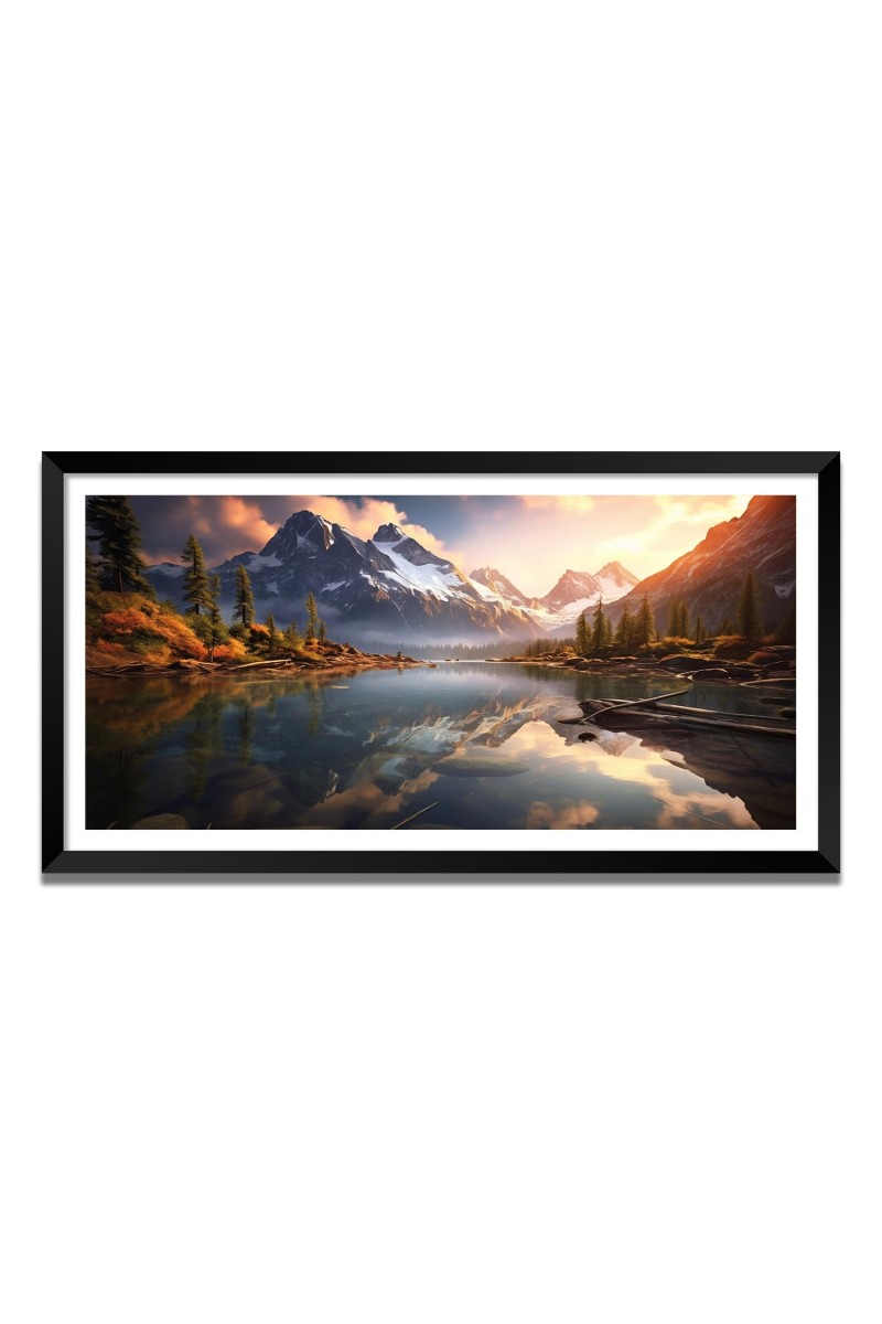 Nature Landscape Floating Frame Scenery Digital Print - (I5551) - 12x24 inch Modern Nature Wall Art for Living Room, Bedroom, Office, Hotels, Drawing Room