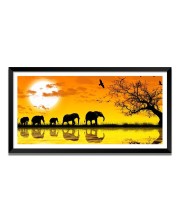 Nature Landscape Floating Frame Scenery Digital Print - (I5616) - 12x24 inch Modern Nature Wall Art for Living Room, Bedroom, Office, Hotels, Drawing Room