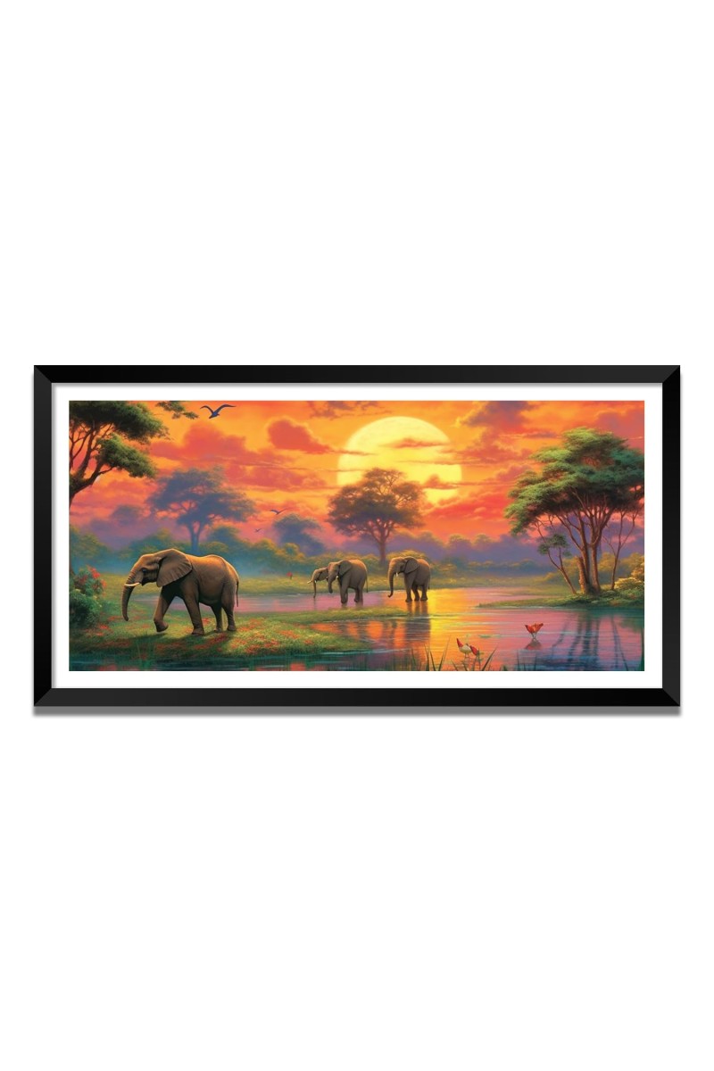 Nature Landscape Floating Frame Scenery Digital Print - (I5611) - 12x24 inch Modern Nature Wall Art for Living Room, Bedroom, Office, Hotels, Drawing Room