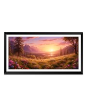 Nature Landscape Floating Frame Scenery Digital Print - (I5866) - 12x24 inch Modern Nature Wall Art for Living Room, Bedroom, Office, Hotels, Drawing Room
