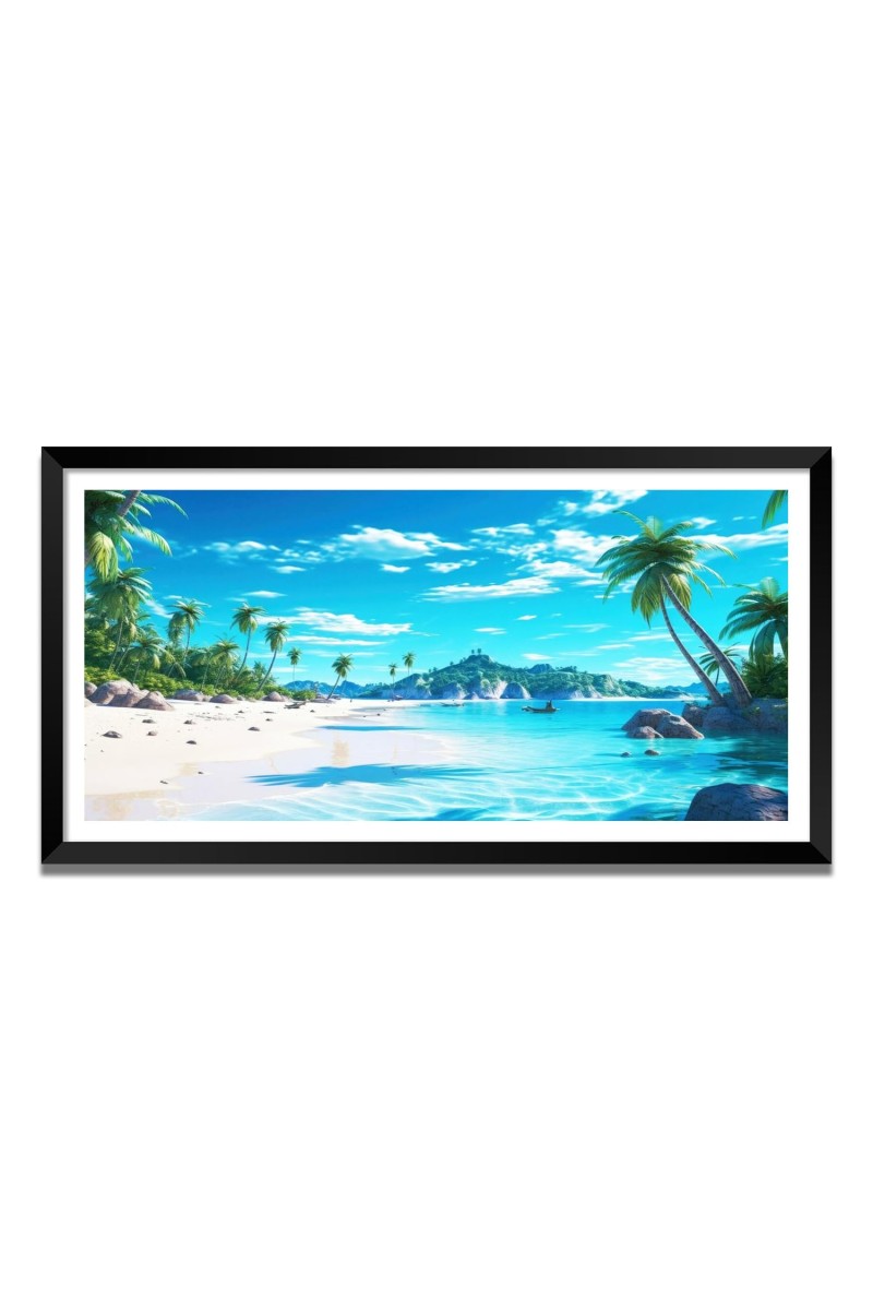 Nature Landscape Floating Frame Scenery Digital Print - (I5707) - 12x24 inch Modern Nature Wall Art for Living Room, Bedroom, Office, Hotels, Drawing Room