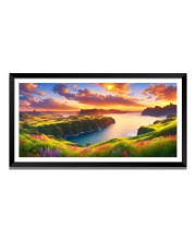 Nature Landscape Floating Frame Scenery Digital Print - (I5607) - 12x24 inch Modern Nature Wall Art for Living Room, Bedroom, Office, Hotels, Drawing Room