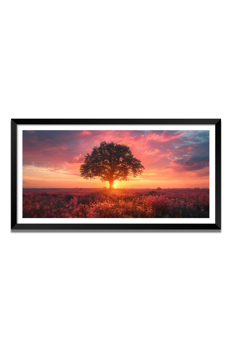 Nature Landscape Floating Frame Scenery Digital Print - (I5549) - 12x24 inch Modern Nature Wall Art for Living Room, Bedroom, Office, Hotels, Drawing Room
