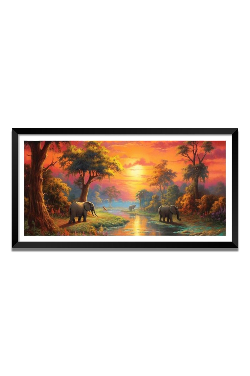 Nature Landscape Floating Frame Scenery Digital Print - (I5602) - 12x24 inch Modern Nature Wall Art for Living Room, Bedroom, Office, Hotels, Drawing Room