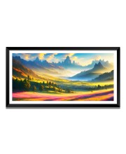 Nature Landscape Floating Frame Scenery Digital Print - (I5786) - 12x24 inch Modern Nature Wall Art for Living Room, Bedroom, Office, Hotels, Drawing Room