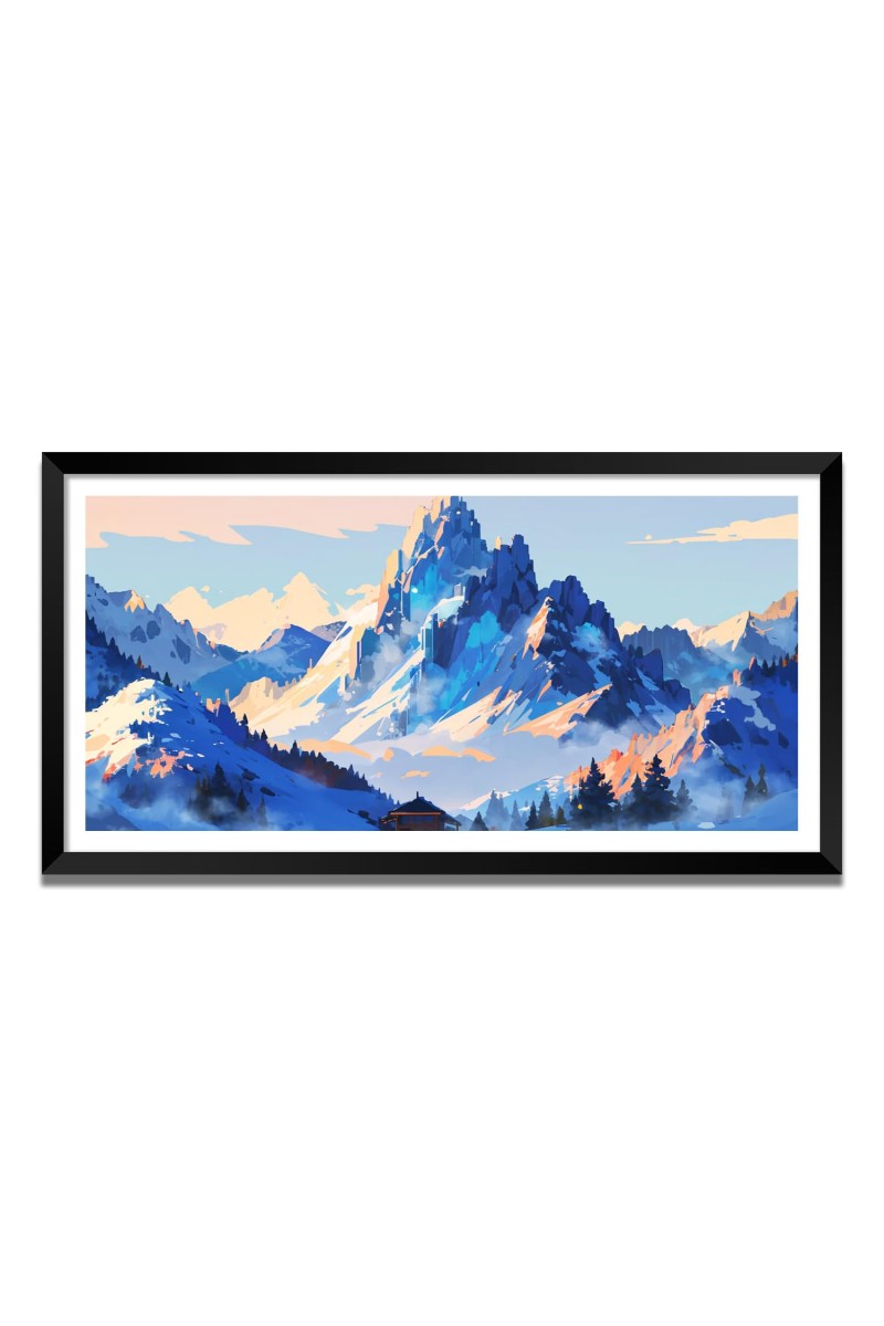Nature Landscape Floating Frame Scenery Digital Print - (I5809) - 12x24 inch Modern Nature Wall Art for Living Room, Bedroom, Office, Hotels, Drawing Room