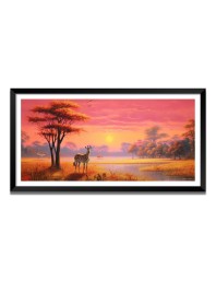 Nature Landscape Floating Frame Scenery Digital Print - (I5779) - 12x24 inch Modern Nature Wall Art for Living Room, Bedroom, Office, Hotels, Drawing Room